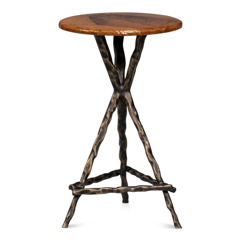 Sarreid Planter's Aluminum Base Round Side Table