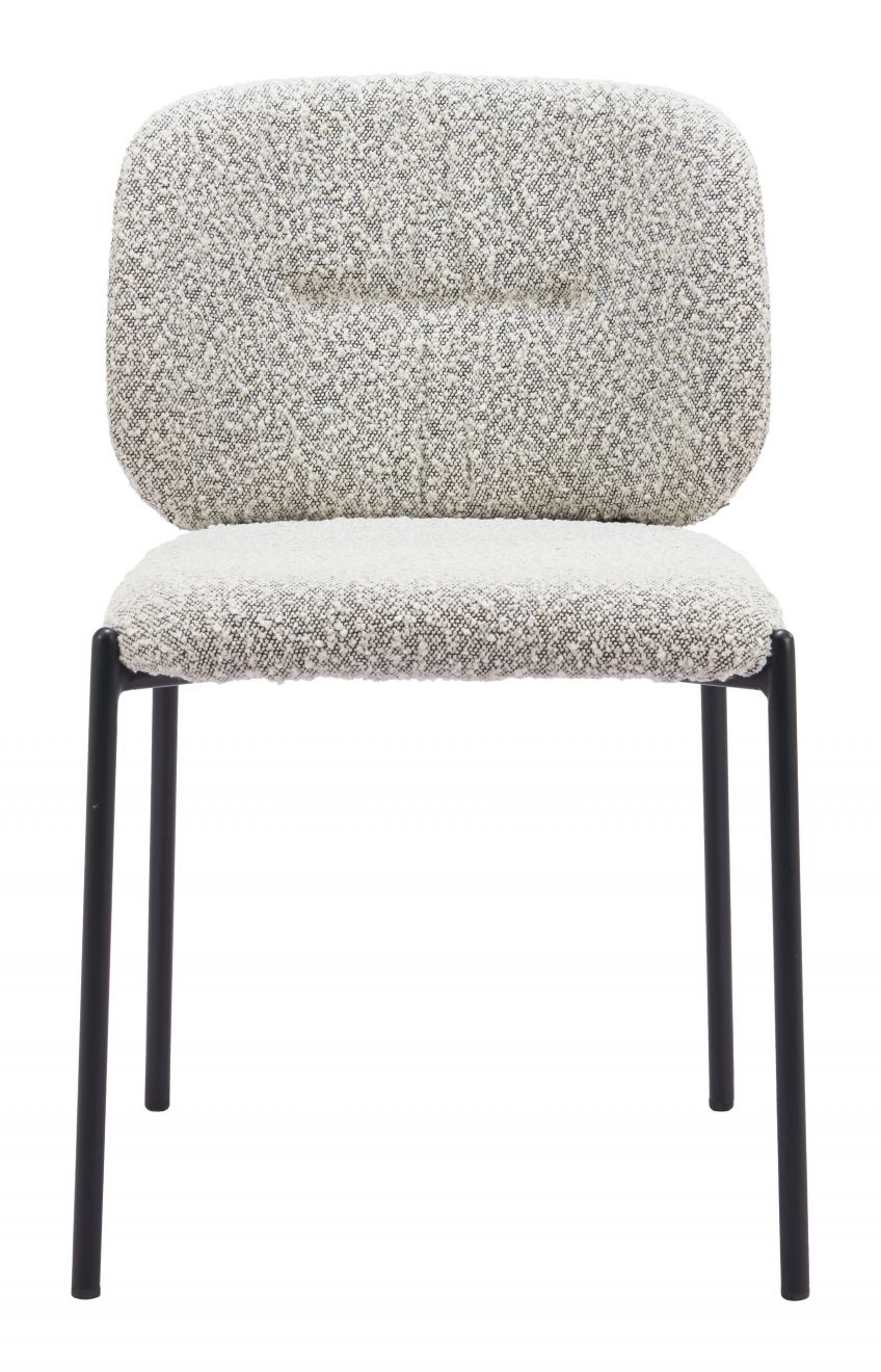 Zuo Modern Plat Grey Textured Fabric Dining Chair 2PC