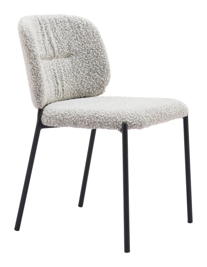 Zuo Modern Plat Grey Textured Fabric Dining Chair 2PC