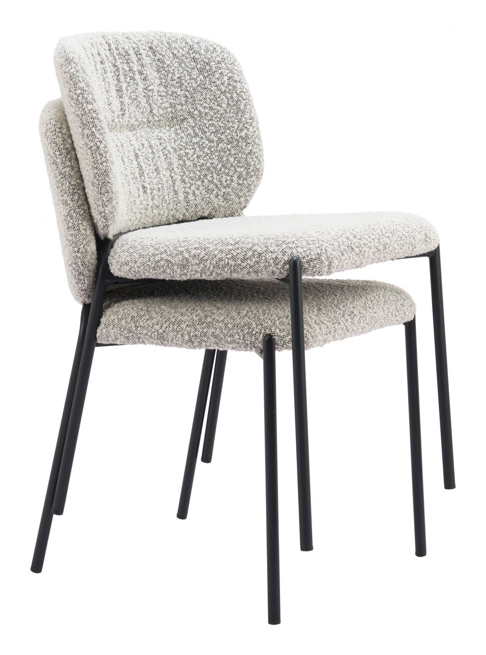 Zuo Modern Plat Grey Textured Fabric Dining Chair 2PC