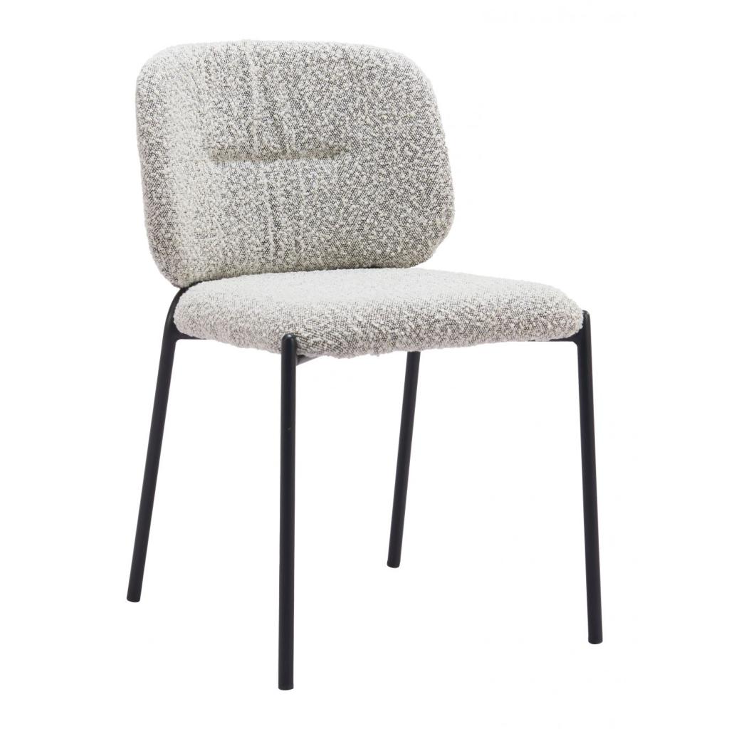 Zuo Modern Plat Grey Textured Fabric Dining Chair 2PC
