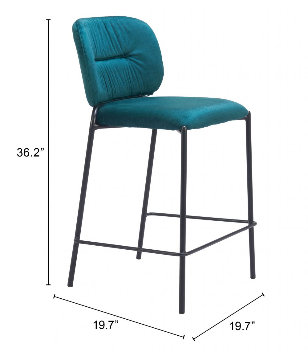 Zuo Modern Plat Sumptuous Velvet Counter Stool 2PC