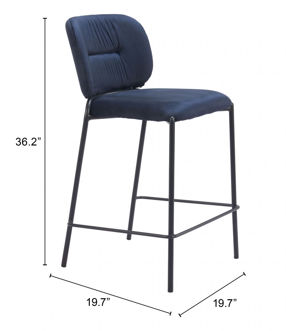 Zuo Modern Plat Sumptuous Velvet Counter Stool 2PC