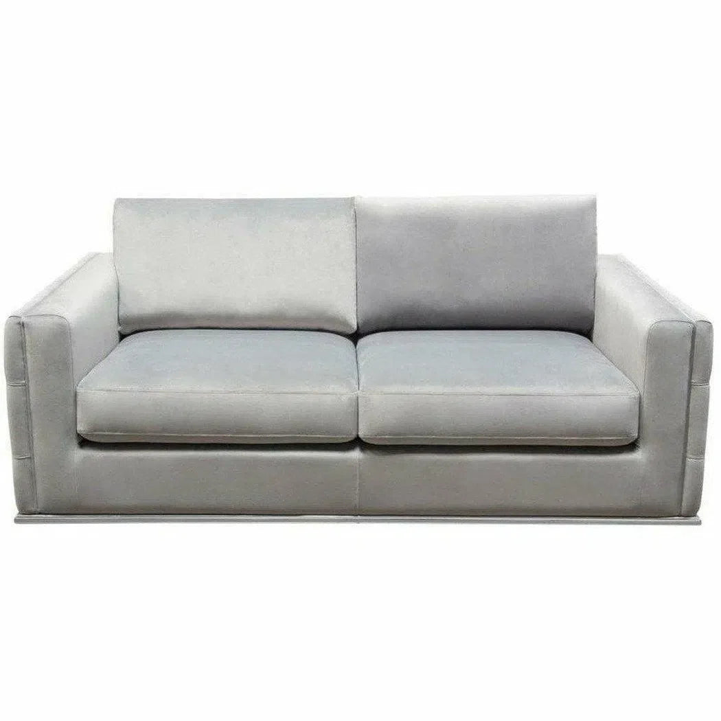 Platinum Grey Velvet Loveseat With Silver Metal Trim Sofas & Loveseats LOOMLAN By Diamond Sofa