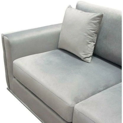 Platinum Grey Velvet Loveseat With Silver Metal Trim Sofas & Loveseats LOOMLAN By Diamond Sofa