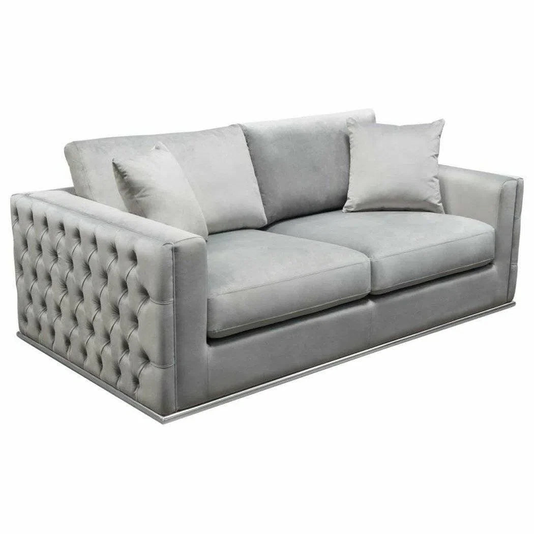 Platinum Grey Velvet Loveseat With Silver Metal Trim Sofas & Loveseats LOOMLAN By Diamond Sofa