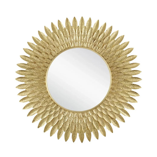 Plume Wood Framed Round Wall Mirror