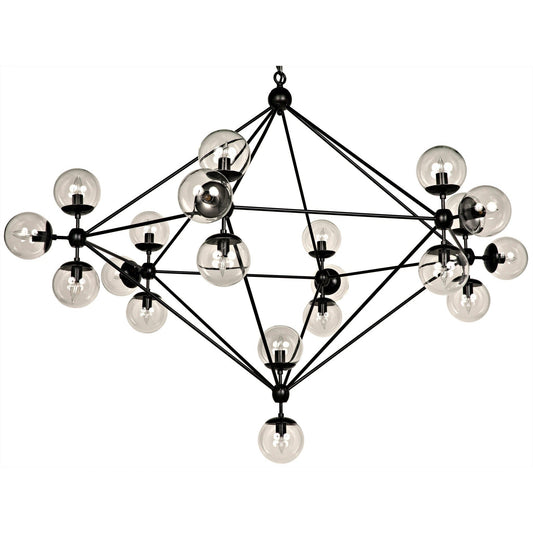 Pluto Black Steel and Glass Large Chandelier-Chandeliers-Noir-Sideboards and Things