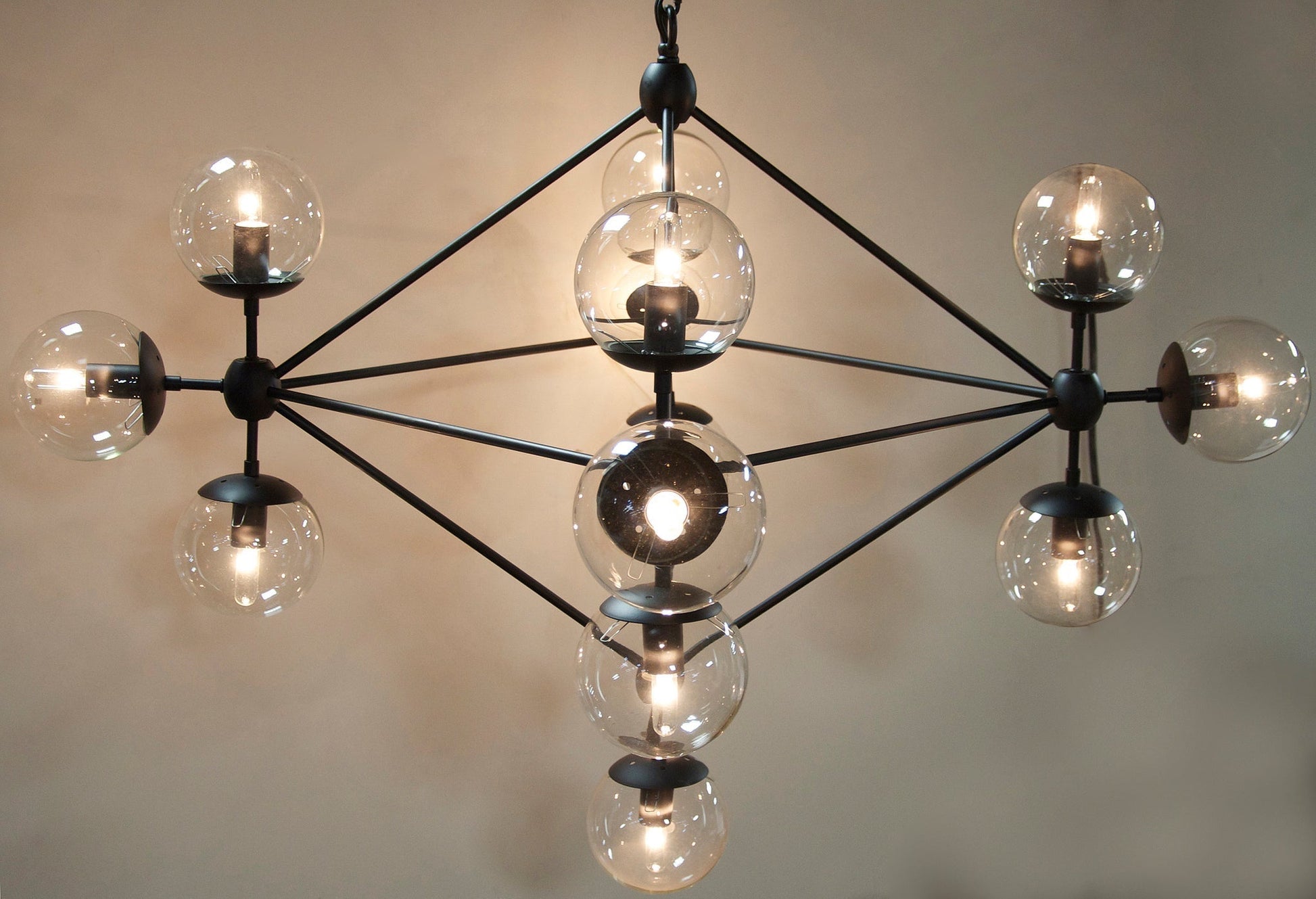 Pluto Black Steel and Glass Small Chandelier-Chandeliers-Noir-Sideboards and Things