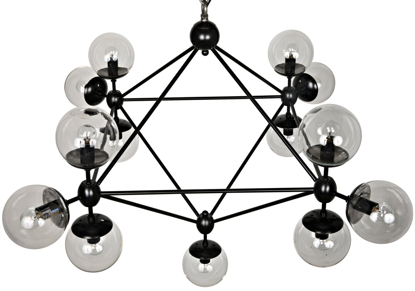 Pluto Black Steel and Glass Small Chandelier-Chandeliers-Noir-Sideboards and Things