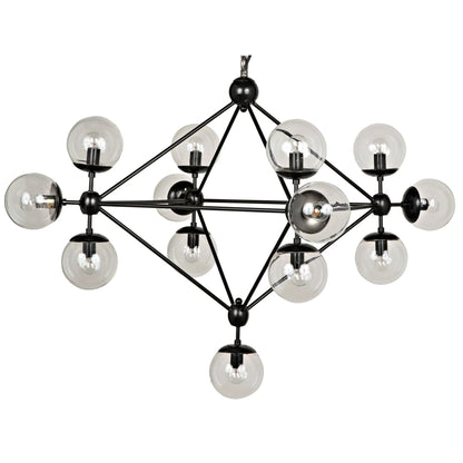 Pluto Black Steel and Glass Small Chandelier-Chandeliers-Noir-Sideboards and Things