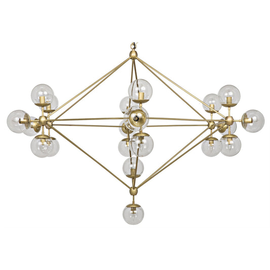 Pluto Metal and Glass Large Chandelier With Brass Finish-Chandeliers-Noir-Sideboards and Things