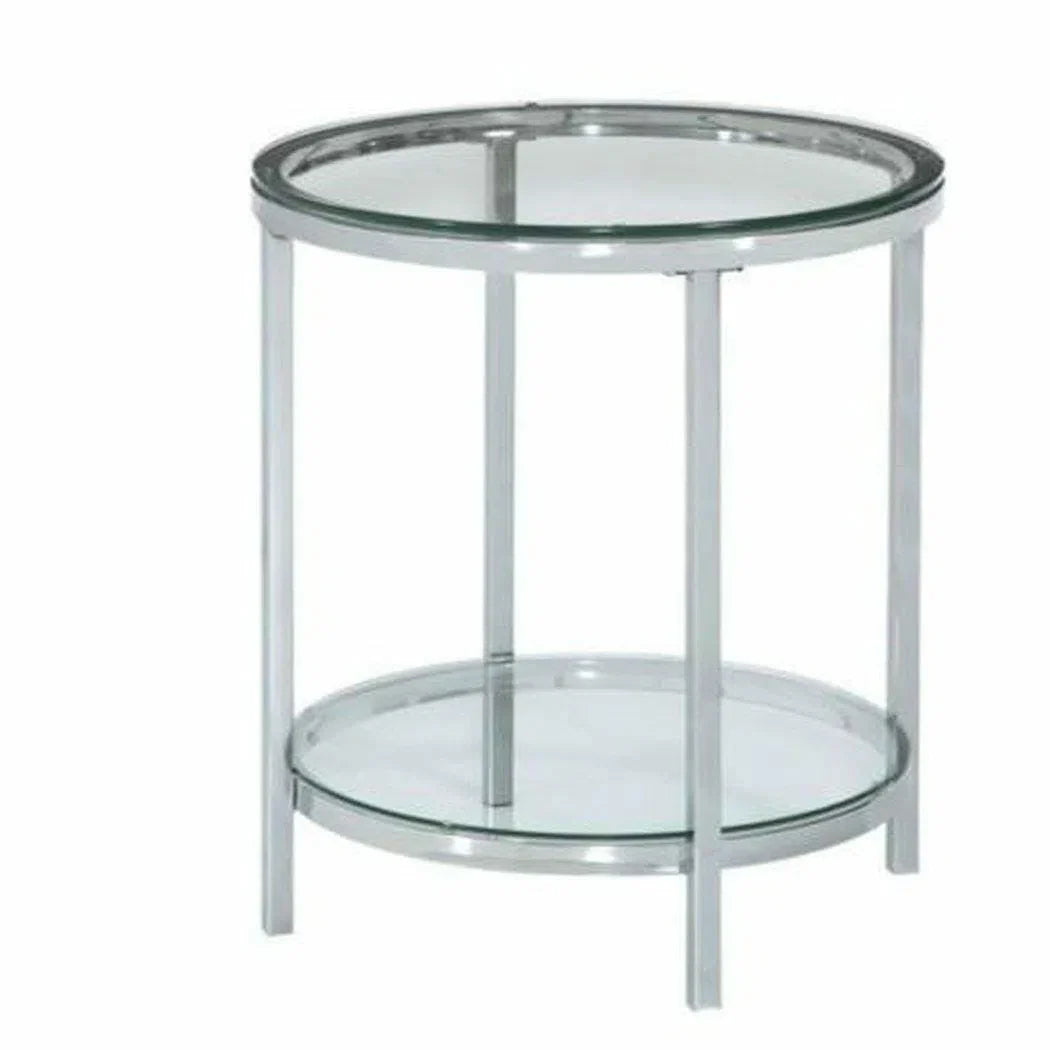 Polished Chrome Round End Side Table Side Tables Sideboards and Thangs By Bassett Mirror