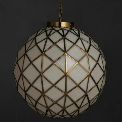 Polyhedron Elegant Modern Brass Finish Glass Pendant