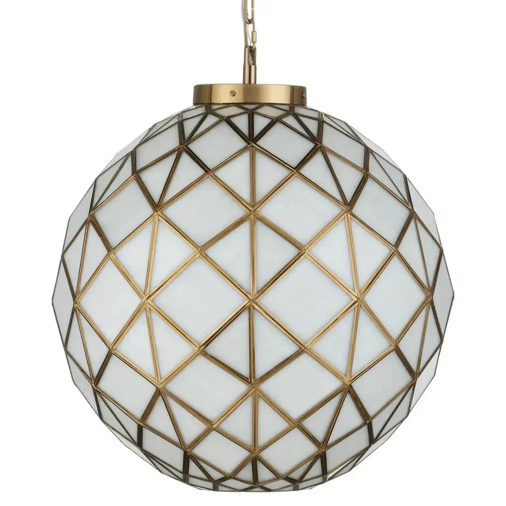 Polyhedron Elegant Modern Brass Finish Glass Pendant