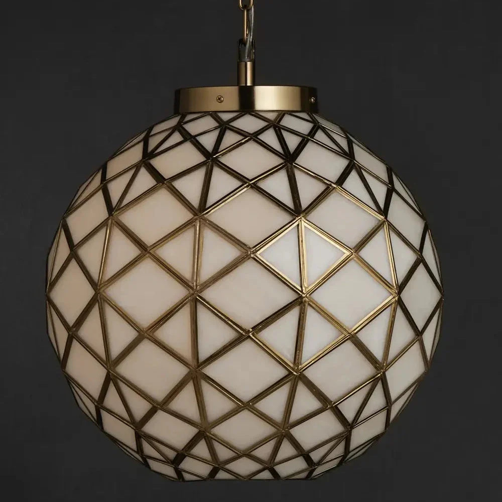 Polyhedron Elegant Modern Brass Finish Glass Pendant