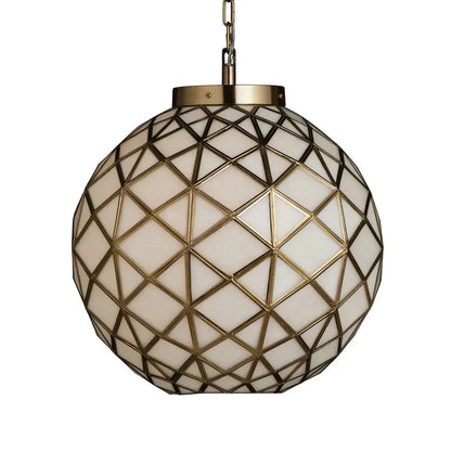 Polyhedron Elegant Modern Brass Finish Glass Pendant