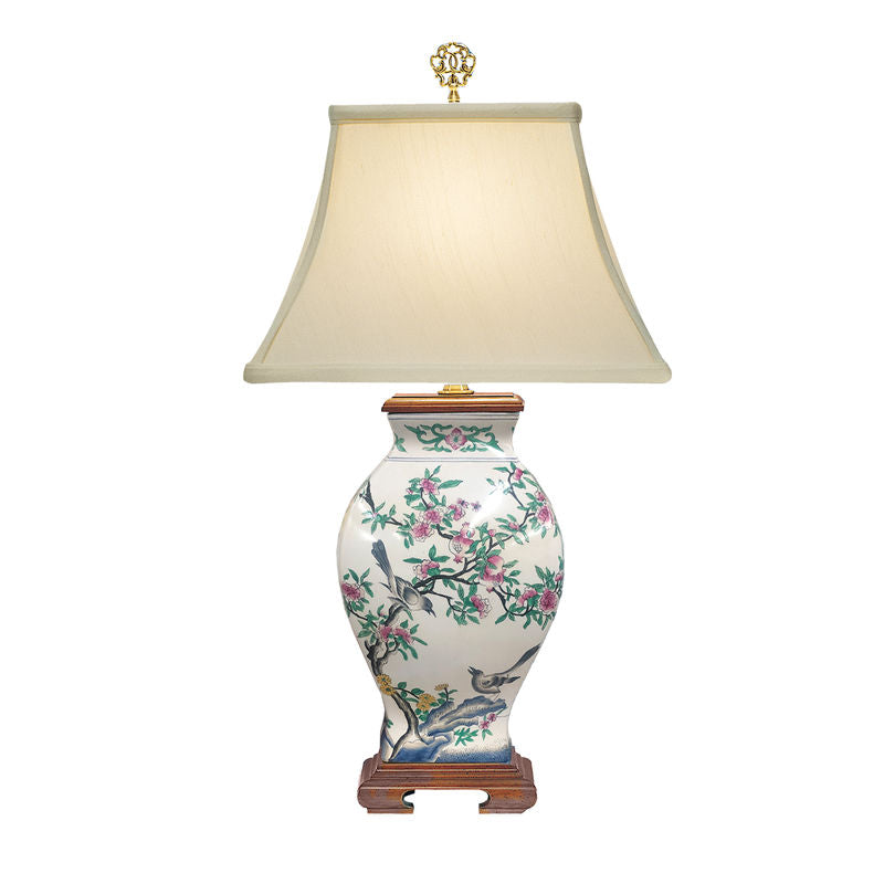 Wildwood Pom 'n Bird Hand Painted Porcelain Table Lamp