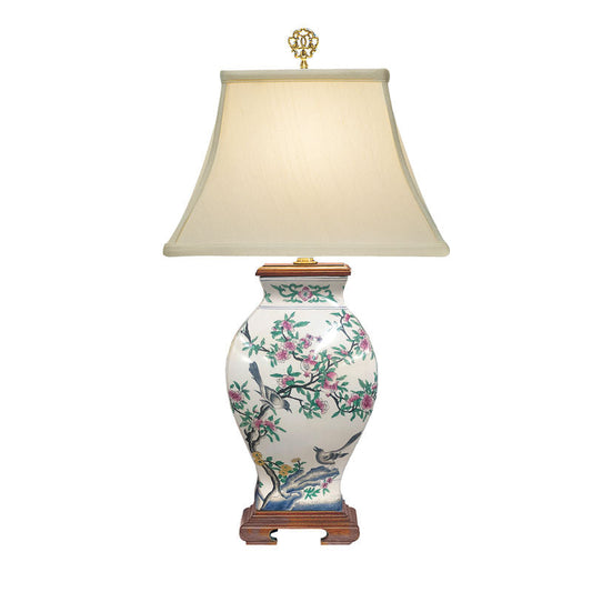 Wildwood Pom 'n Bird Hand Painted Porcelain Table Lamp