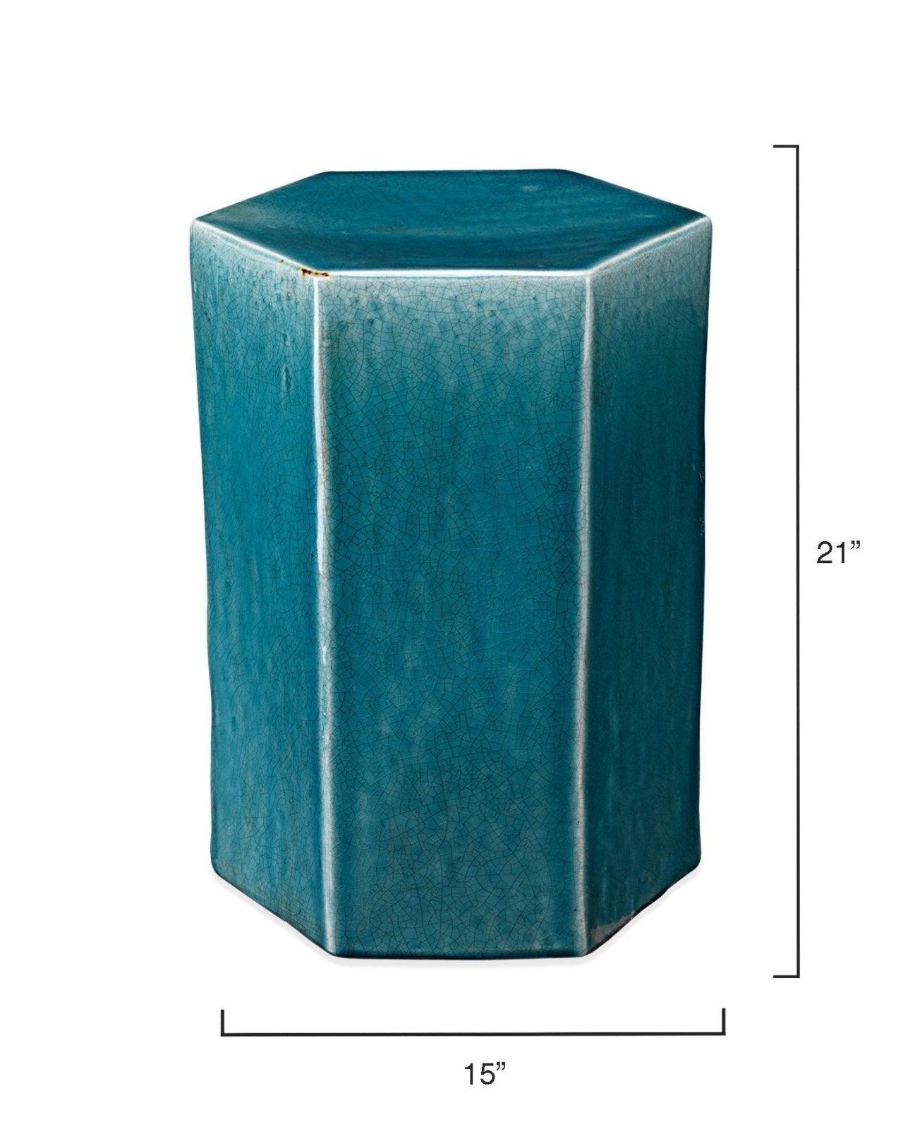 Porto Large Light Blue Ceramic Mid Century Modern Side Table Side Tables Sideboards and Things By Jamie Young