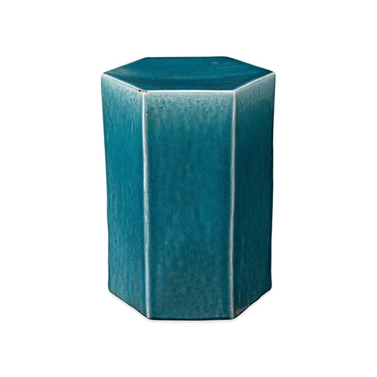 Porto Large Light Blue Ceramic Mid Century Modern Side Table Side Tables Sideboards and Things By Jamie Young