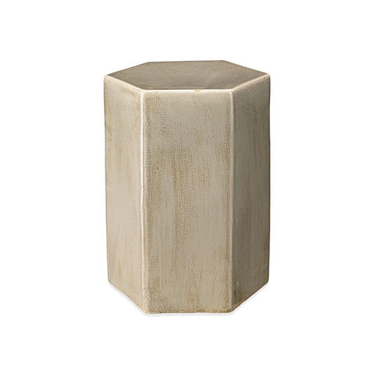 Porto Large Taupe Ceramic Mid Century Modern Side Table Side Tables Sideboards and Things By Jamie Young