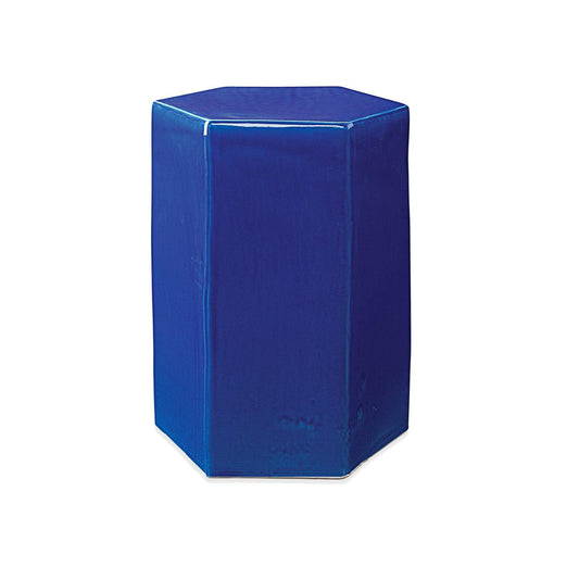 Porto Small Dark Blue Ceramic Mid Century Modern Side Table Side Tables Sideboards and Things By Jamie Young