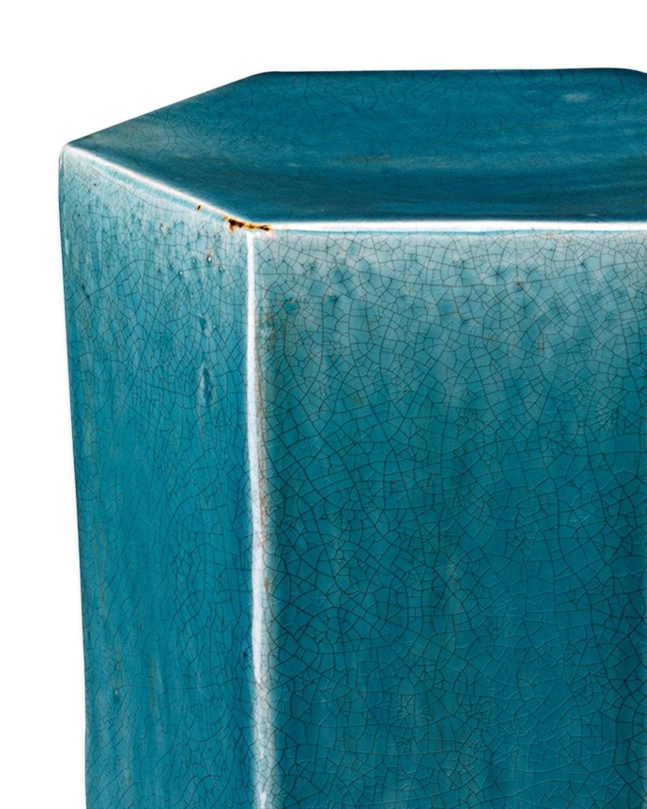 Porto Small Light Blue Ceramic Mid Century Modern Side Table Side Tables Sideboards and Things By Jamie Young