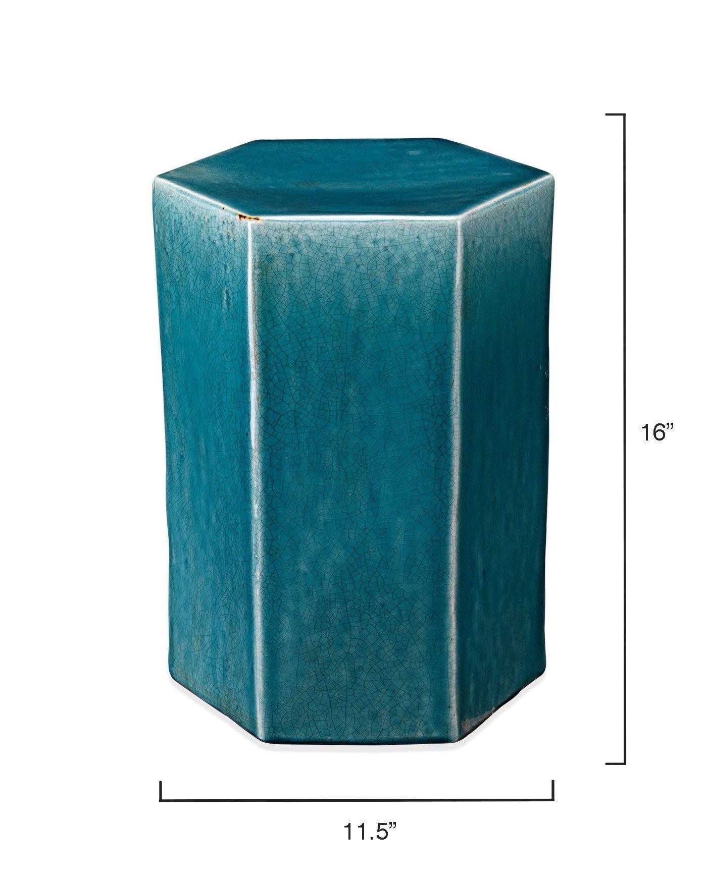 Porto Small Light Blue Ceramic Mid Century Modern Side Table Side Tables Sideboards and Things By Jamie Young