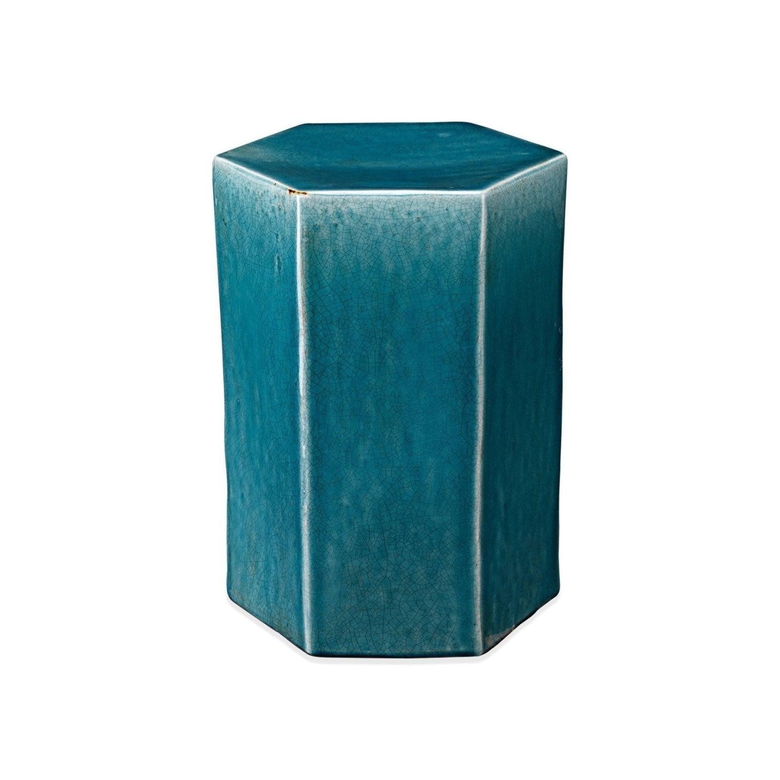 Porto Small Light Blue Ceramic Mid Century Modern Side Table Side Tables Sideboards and Things By Jamie Young