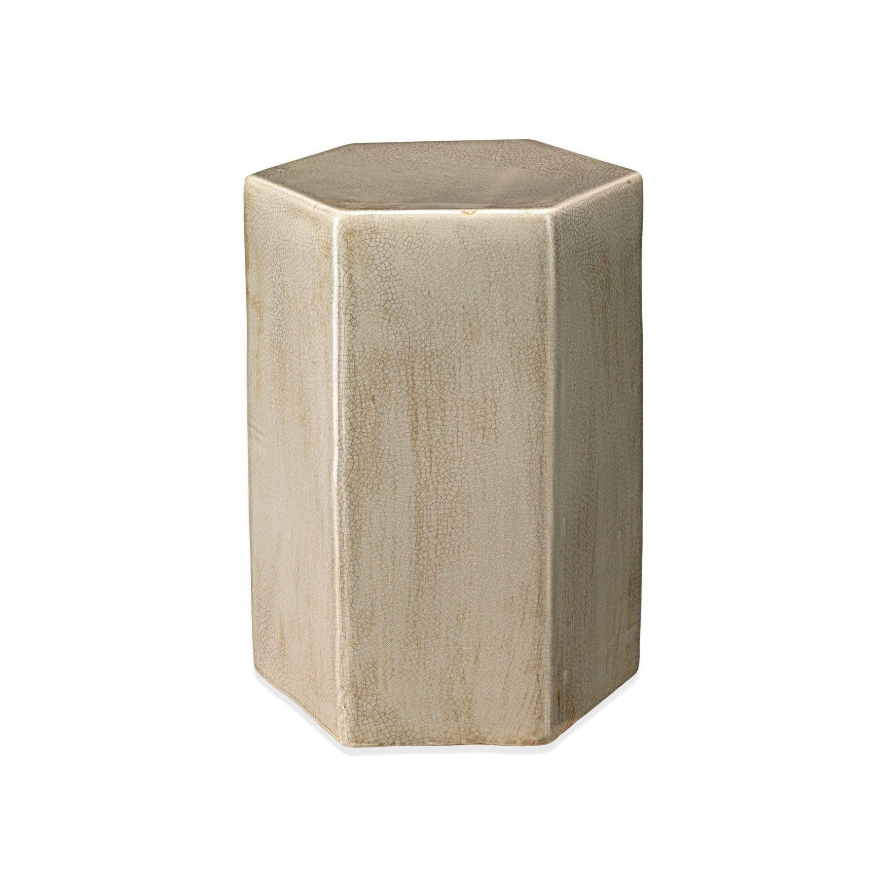 Porto Small Taupe Ceramic Mid Century Modern Side Table Side Tables Sideboards and Things By Jamie Young