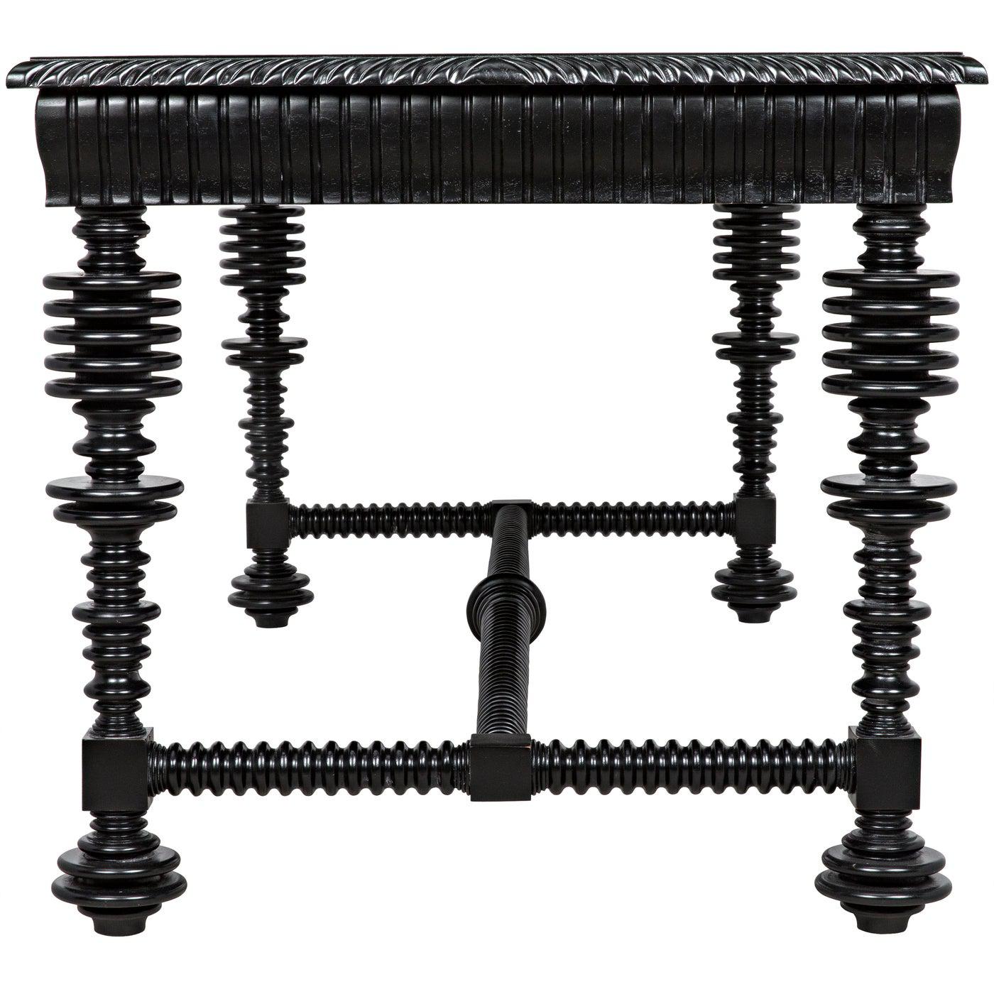 Portuguese Black Dining Table Carved Wood-Dining Tables-Noir-Sideboards and Things