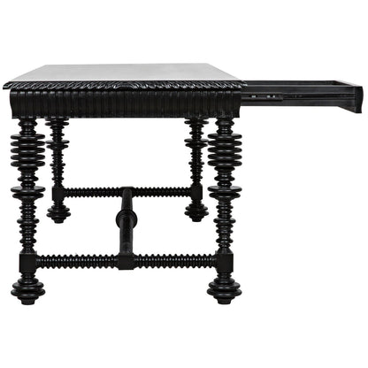 Portuguese Black Dining Table Carved Wood-Dining Tables-Noir-Sideboards and Things