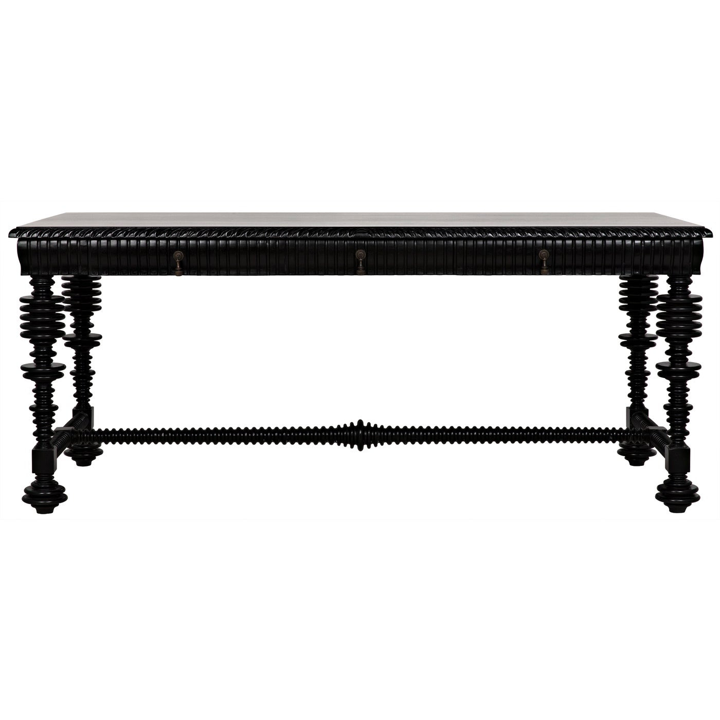 Portuguese Black Dining Table Carved Wood-Dining Tables-Noir-Sideboards and Things