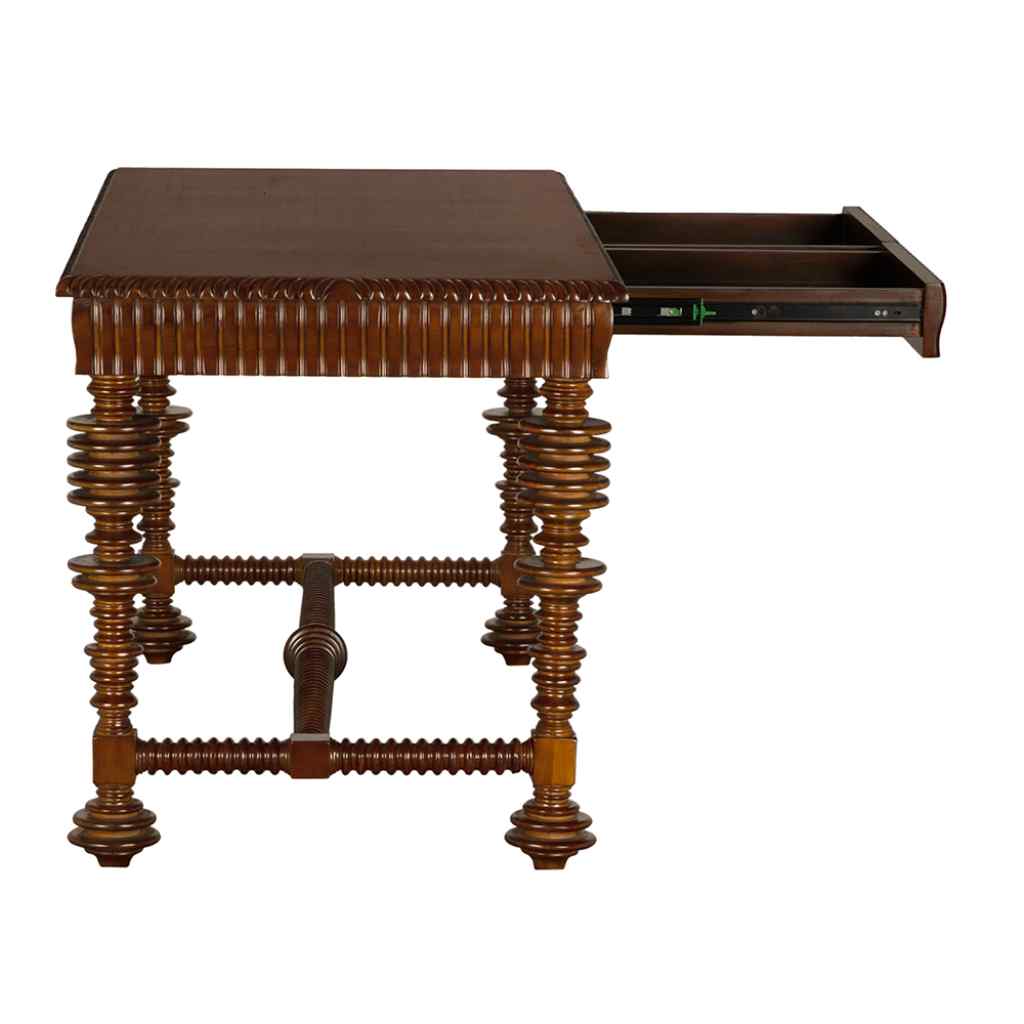 Portuguese Hand Rubbed Brown Wood Desk