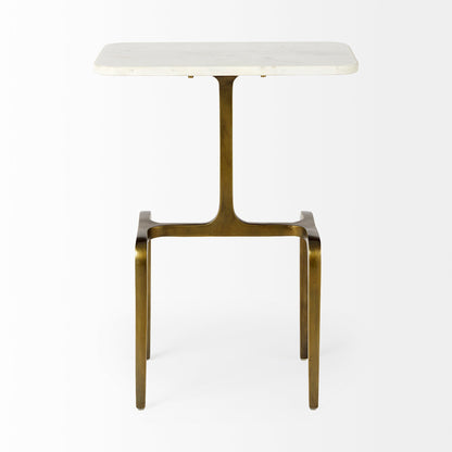 Mercana Preston White Marble Top Accent Table