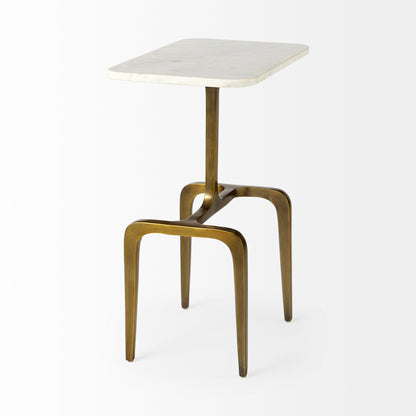 Mercana Preston White Marble Top Accent Table
