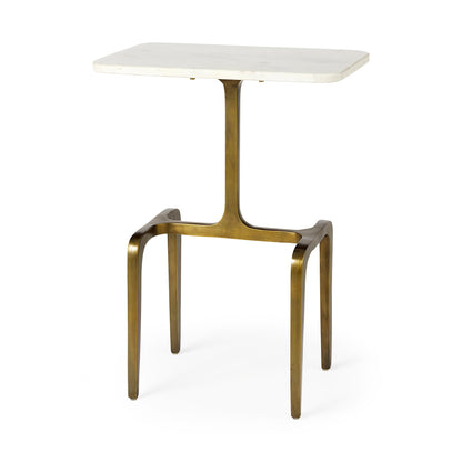 Mercana Preston White Marble Top Accent Table
