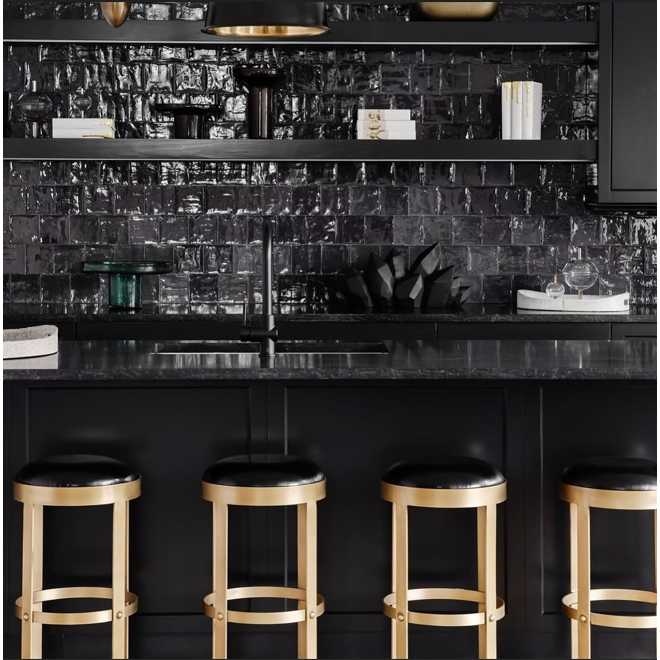 Prince Steel & Leather BarStool with Brass