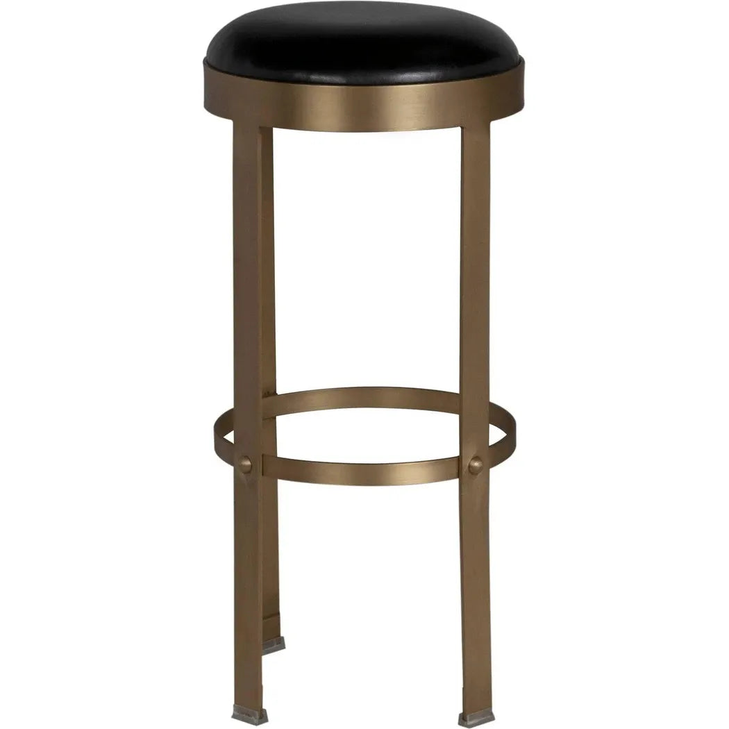 Prince Steel & Leather BarStool with Brass