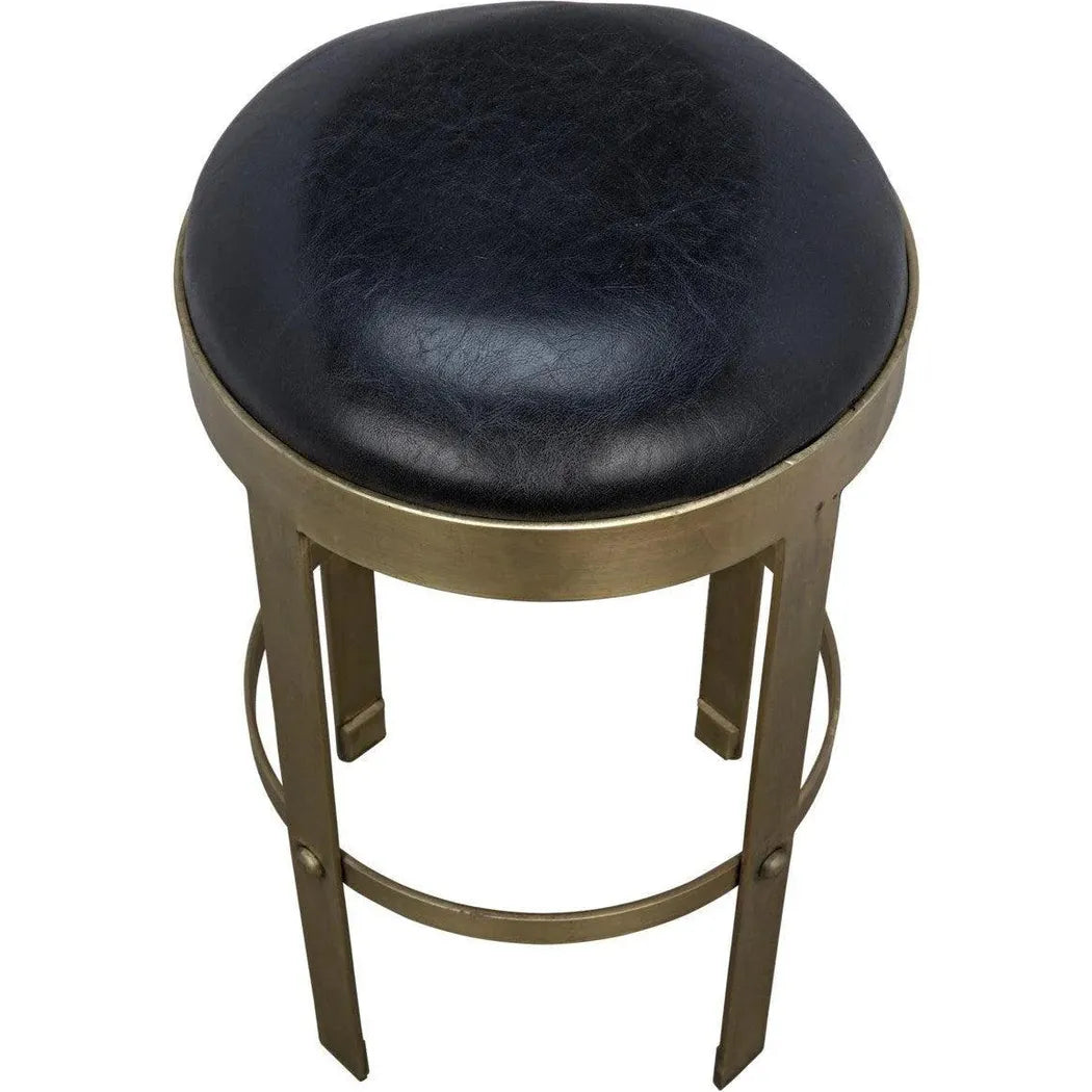 Prince Steel & Leather BarStool with Brass
