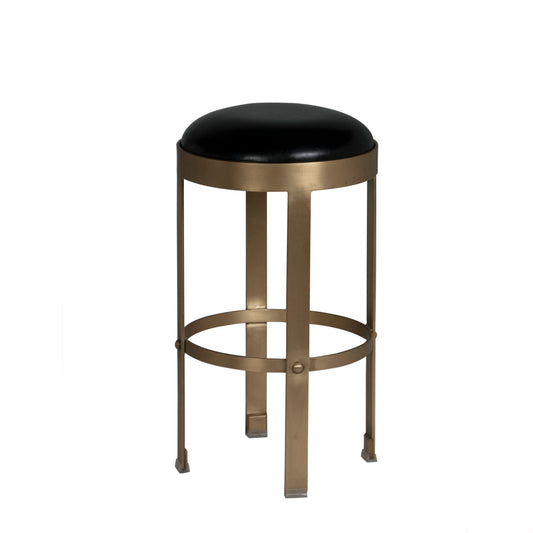 Prince Steel and Leather Counter Stool With Brass Finish-Counter Stools-Noir-Sideboards and Things