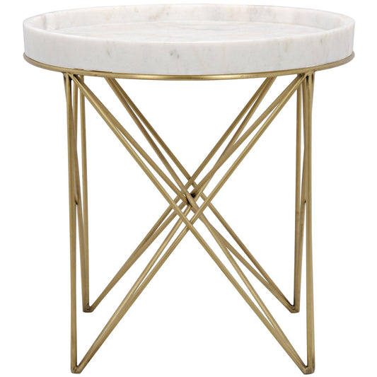 Prisma Steel and Marble Round Side Table-Side Tables-Noir-Sideboards and Things