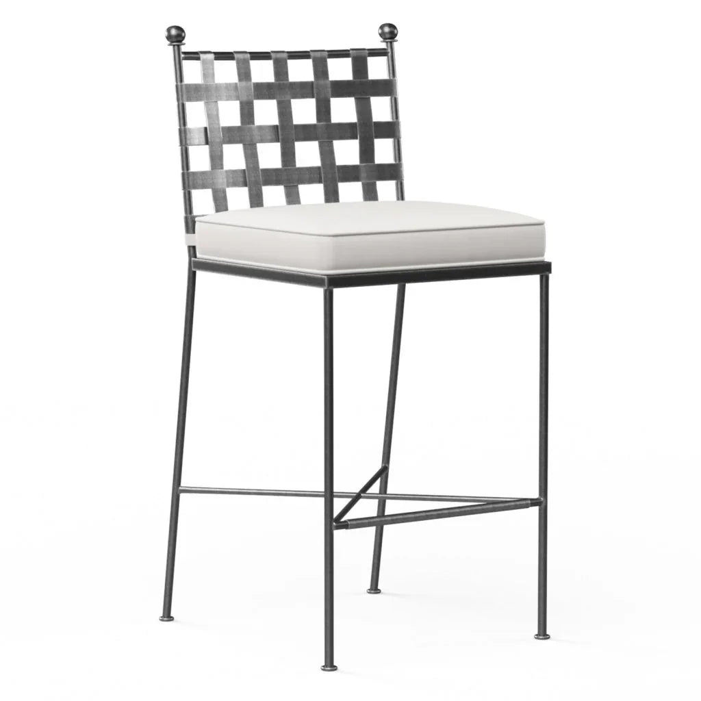 Provence Sunbrella Outdoor Bar Stool-Outdoor Bar Stools-Sunset West-Canvas Flax-LOOMLAN