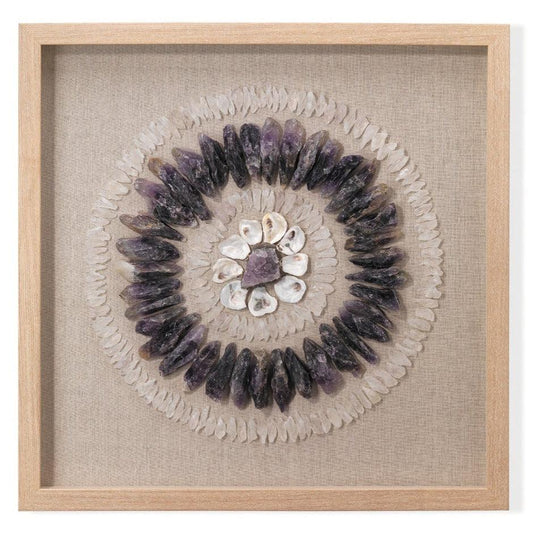 Purple Oyster Shells & Amethyst Stones Crystal Framed Wall Art Artwork Sideboards and Things By Jamie Young