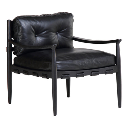 Turner Top-Grain Buffalo Leather and Ash Wood Black Arm Chair