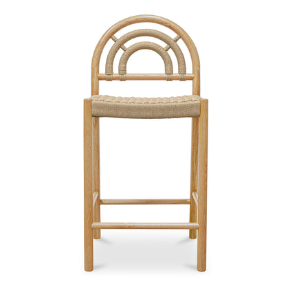 Avery Natural Solid Oak and Paper Rope Counter Stool