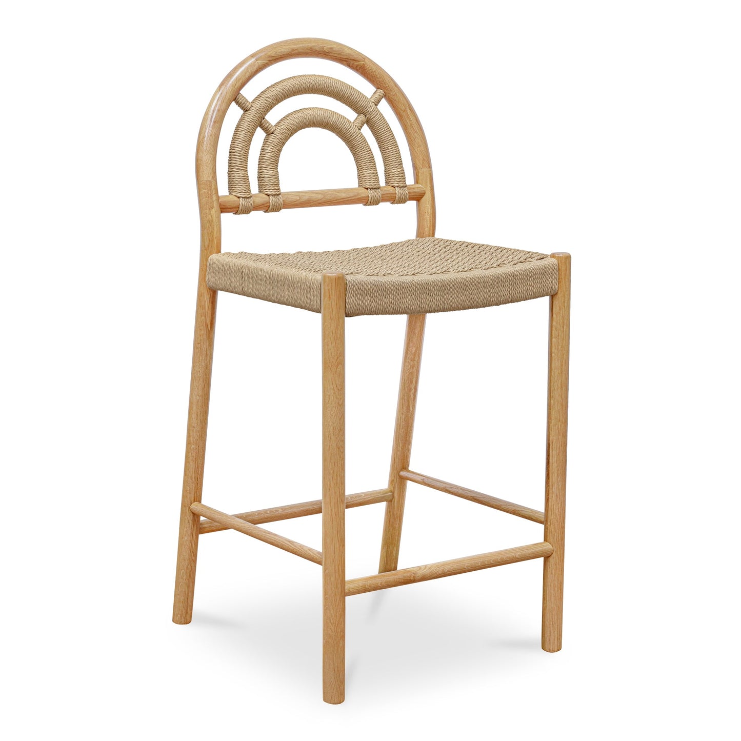 Avery Natural Solid Oak and Paper Rope Counter Stool