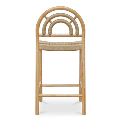 Avery Natural Solid Oak and Paper Rope Counter Stool