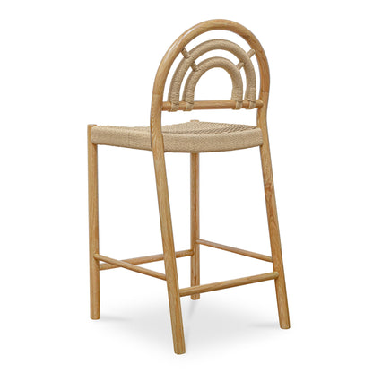 Avery Natural Solid Oak and Paper Rope Counter Stool